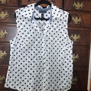 Karen Scott White with Blue Dot Ladies Sleeveless
